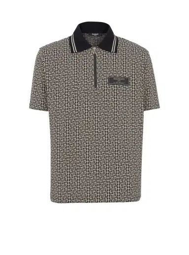 Balmain PB Labyrinth jacquard polo shirt | Thumbnail 1 Balmain PB Labyrinth jacquard polo shirt | Thumbnail 1
