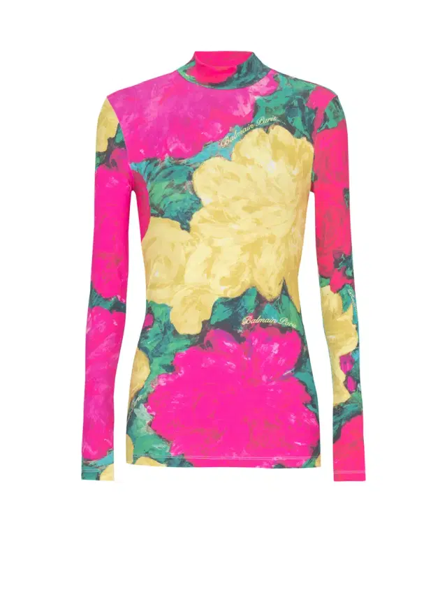 Balmain Printed high-neck top