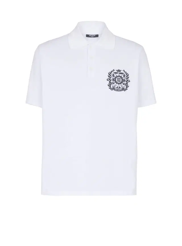 Balmain Cotton polo shirt with Écusson print