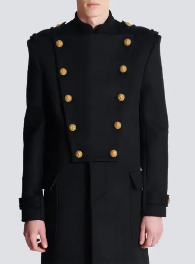Balmain Wool and cashmere coat with detachable bib front | Thumbnail 8