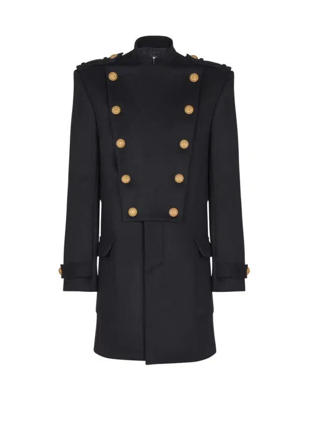 Balmain Wool and cashmere coat with detachable bib front