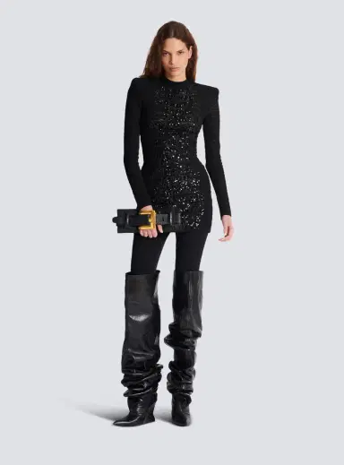 Balmain Short sequin dress in crocodile knit | Thumbnail 2