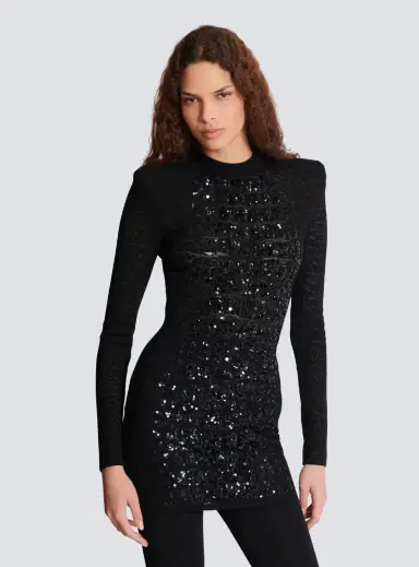 Balmain Short sequin dress in crocodile knit | Thumbnail 7