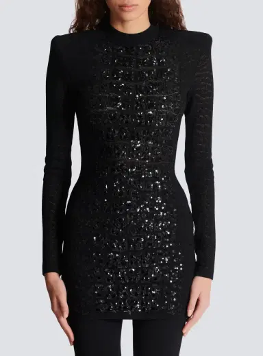 Balmain Short sequin dress in crocodile knit | Thumbnail 8