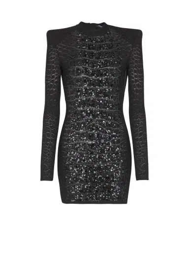 Balmain Short sequin dress in crocodile knit | Thumbnail 1