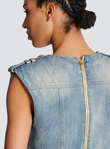 Balmain Buttoned Light Blue Denim Top | Thumbnail 6