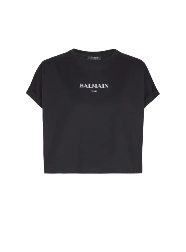 Balmain Cropped T-shirt with  print