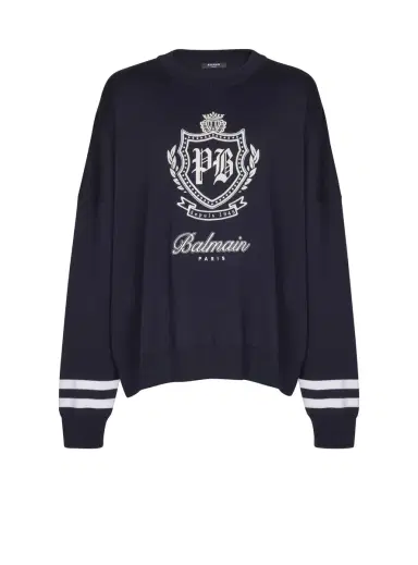 Balmain College Emblem knit jumper | Thumbnail 1 Balmain College Emblem knit jumper | Thumbnail 1