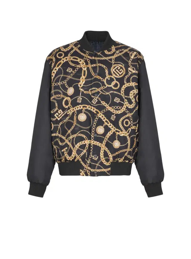 Balmain Reversible printed bomber jacket with Chaînes pattern