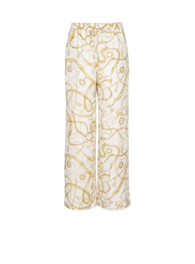 Balmain Flowing printed silk trousers with  Chains pattern