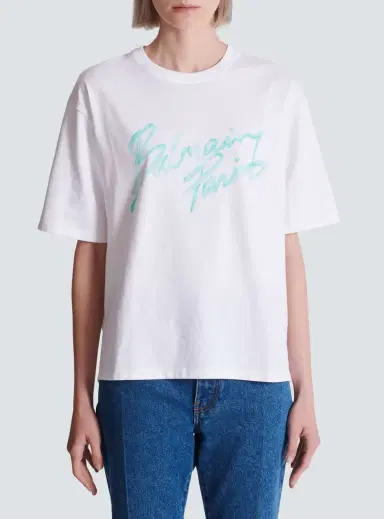 Balmain Boxy T-shirt with Paris Brush print | Thumbnail 7 Balmain Boxy T-shirt with Paris Brush print | Thumbnail 7