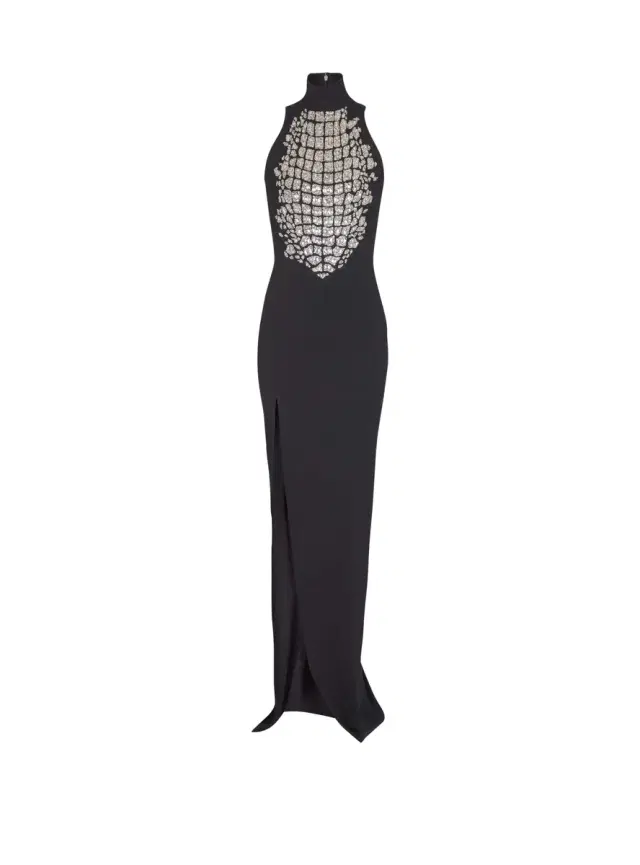 Balmain Long embroidered slit dress