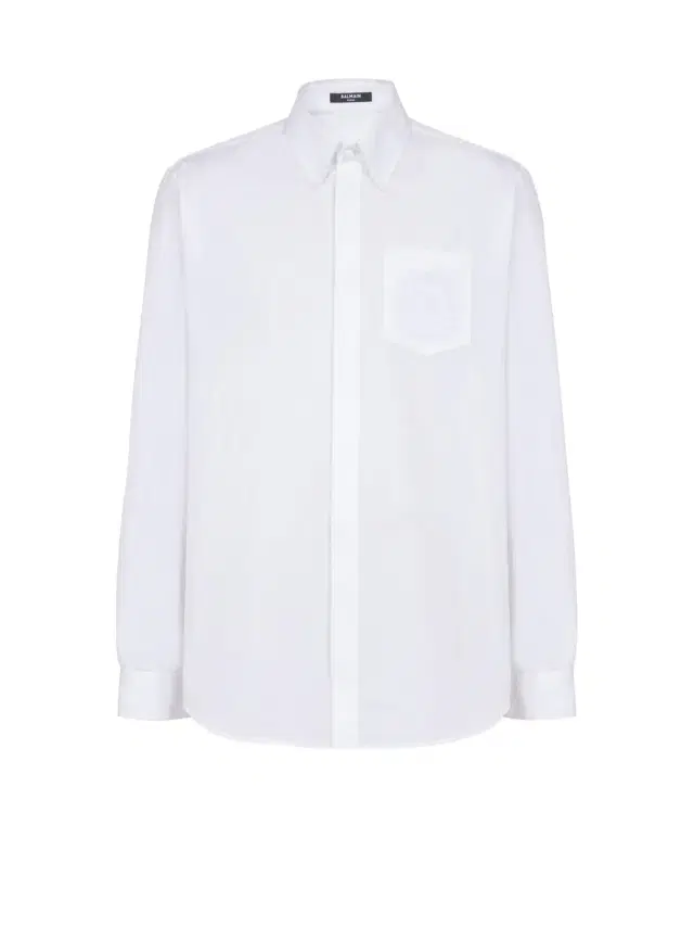 Balmain Écusson embroidered poplin shirt