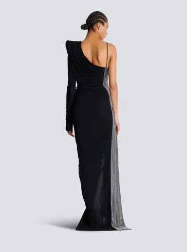 Balmain Draped asymmetrical two-material dress | Thumbnail 4