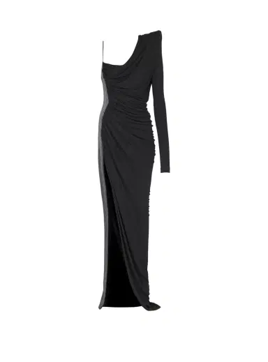 Balmain Draped asymmetrical two-material dress | Thumbnail 1