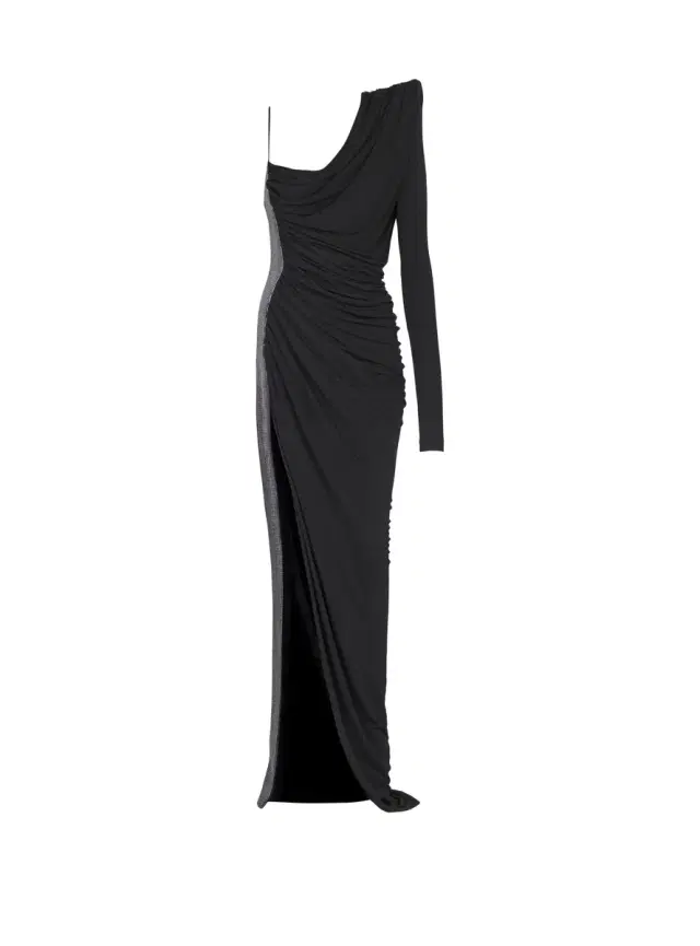Balmain Draped asymmetrical two-material dress
