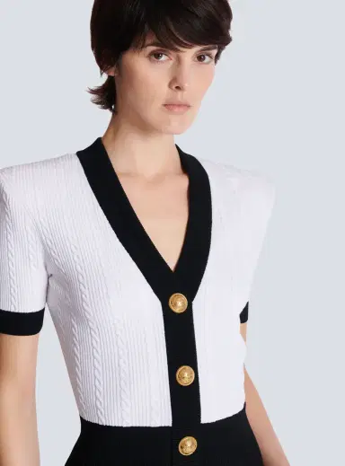 Balmain Two-tone cable-knit bodycon dress | Thumbnail 5