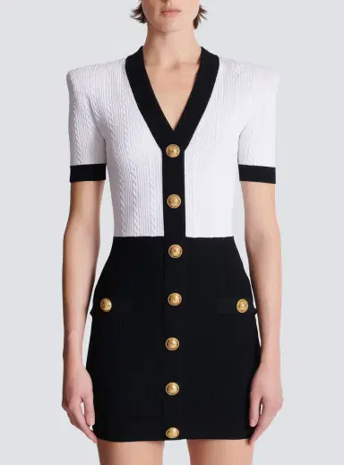Balmain Two-tone cable-knit bodycon dress | Thumbnail 8