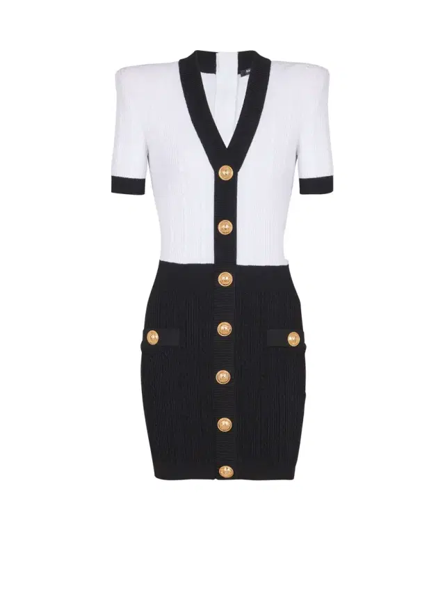 Balmain Two-tone cable-knit bodycon dress
