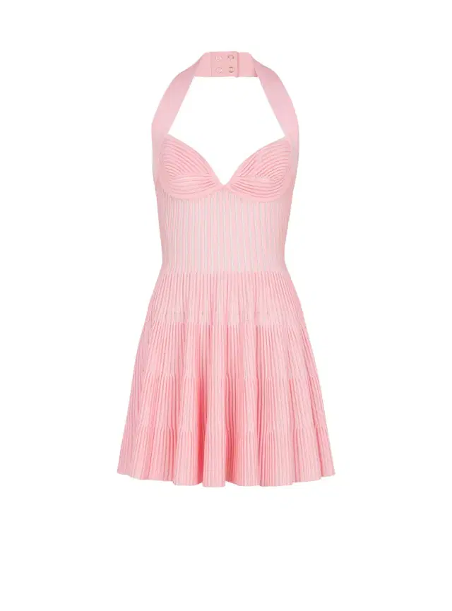 Balmain Textured knit halterneck A-line dress