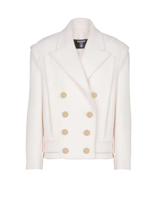 Balmain Cropped wool reefer jacket