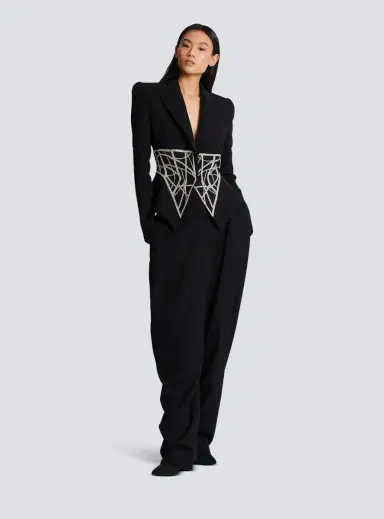 Balmain Embroidered slim-fit grain de poudre jacket | Thumbnail 2