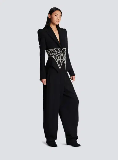 Balmain Embroidered slim-fit grain de poudre jacket | Thumbnail 3