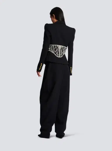 Balmain Embroidered slim-fit grain de poudre jacket | Thumbnail 4