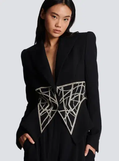 Balmain Embroidered slim-fit grain de poudre jacket | Thumbnail 6