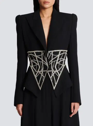 Balmain Embroidered slim-fit grain de poudre jacket | Thumbnail 8