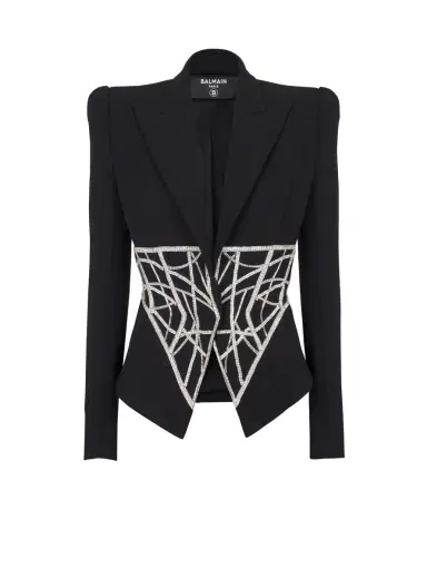 Balmain Embroidered slim-fit grain de poudre jacket | Thumbnail 1