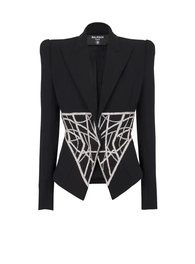 Embroidered slim-fit grain de poudre jacket