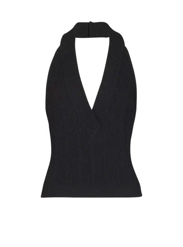 Balmain Cable-knit halterneck top