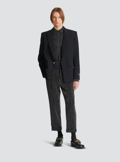 Balmain Straight-leg trousers with crystal stripes | Thumbnail 2