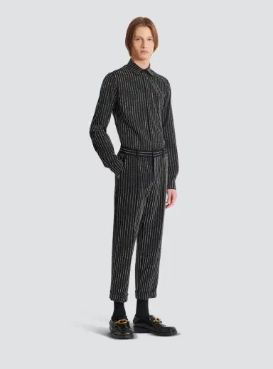 Balmain Straight-leg trousers with crystal stripes | Thumbnail 3