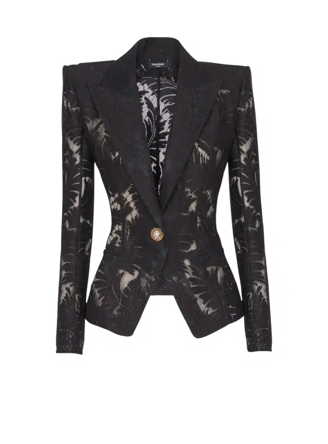 Balmain 1-button fitted lace jacket