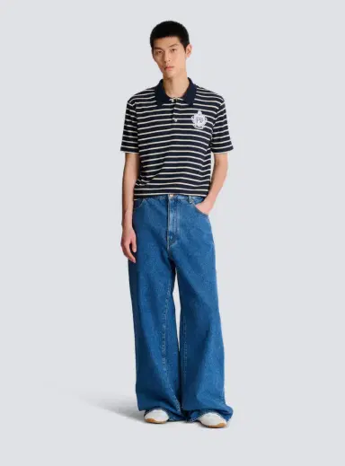 Balmain Striped College Emblem polo | Thumbnail 2