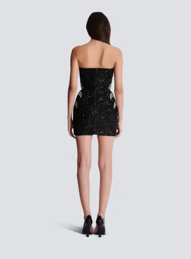 Balmain Embroidered Bustier Stripe Short Dress | Thumbnail 4