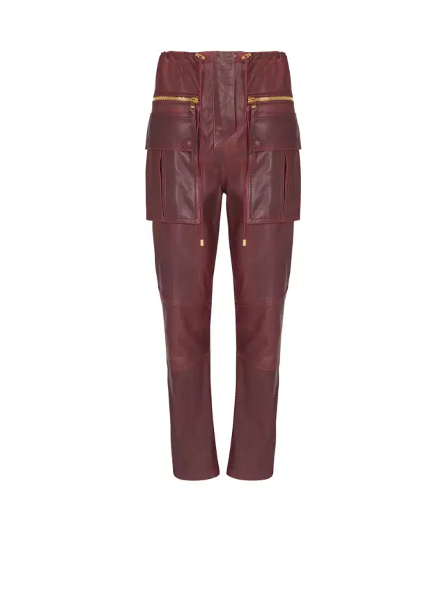 Balmain Lambskin leather cargo pants