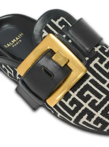 Balmain Anthem mules in jacquard canvas with PB monogram | Thumbnail 5 Balmain Anthem mules in jacquard canvas with PB monogram | Thumbnail 5