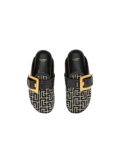 Balmain Anthem mules in jacquard canvas with PB monogram | Thumbnail 8 Balmain Anthem mules in jacquard canvas with PB monogram | Thumbnail 8