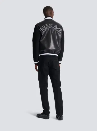 Balmain Varsity lambskin leather and wool jacket | Thumbnail 4 Balmain Varsity lambskin leather and wool jacket | Thumbnail 4