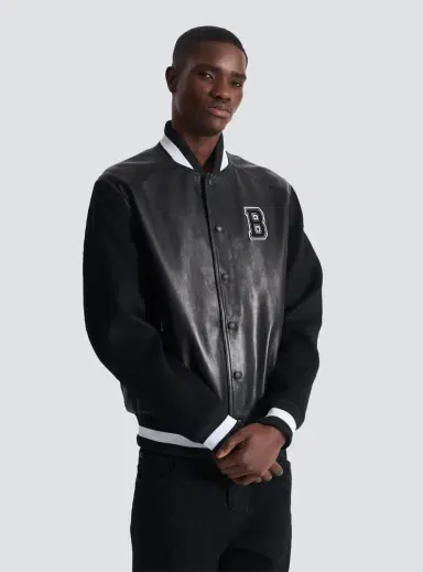 Balmain Varsity lambskin leather and wool jacket | Thumbnail 7 Balmain Varsity lambskin leather and wool jacket | Thumbnail 7
