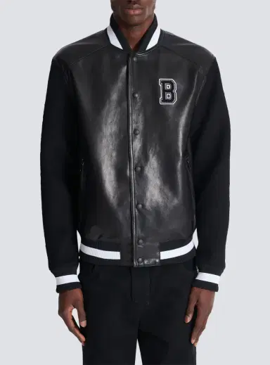 Balmain Varsity lambskin leather and wool jacket | Thumbnail 8 Balmain Varsity lambskin leather and wool jacket | Thumbnail 8