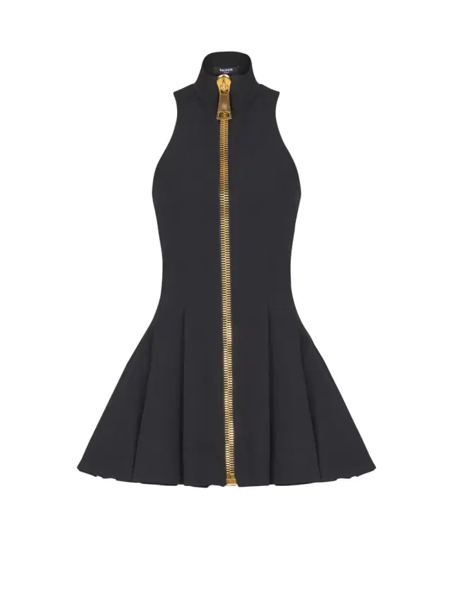 Balmain Short halterneck dress in grain de poudre wool