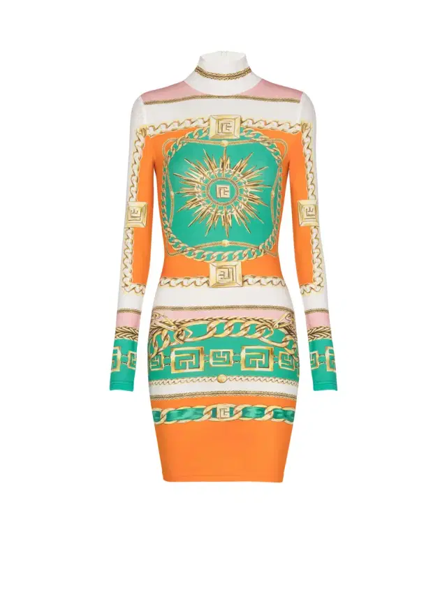 Balmain Short printed bodycon dress with  Foulard pattern