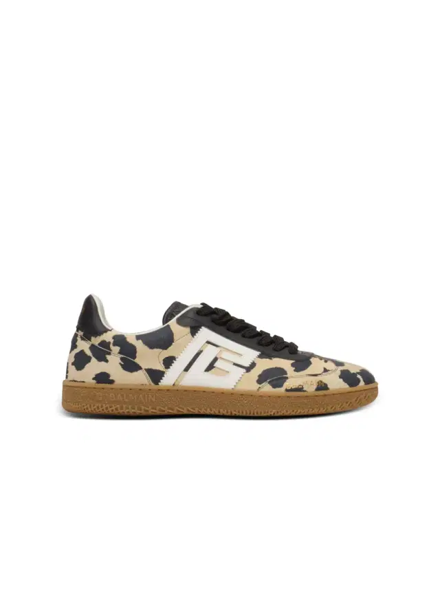 Balmain Swan leopard print suede leather sneakers