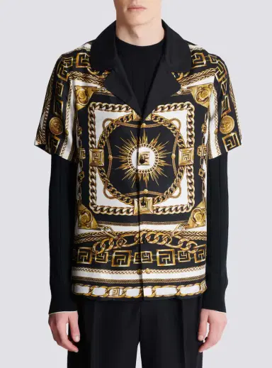 Balmain Printed pyjama shirt with Foulard Chaînes pattern | Thumbnail 7
