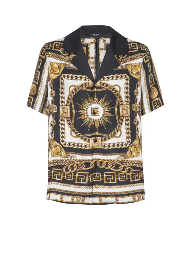 Balmain Printed pyjama shirt with Foulard Chaînes pattern