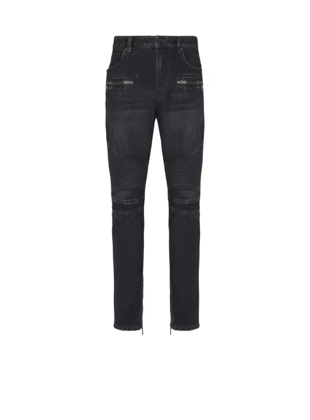 Balmain Biker jeans in black vintage denim